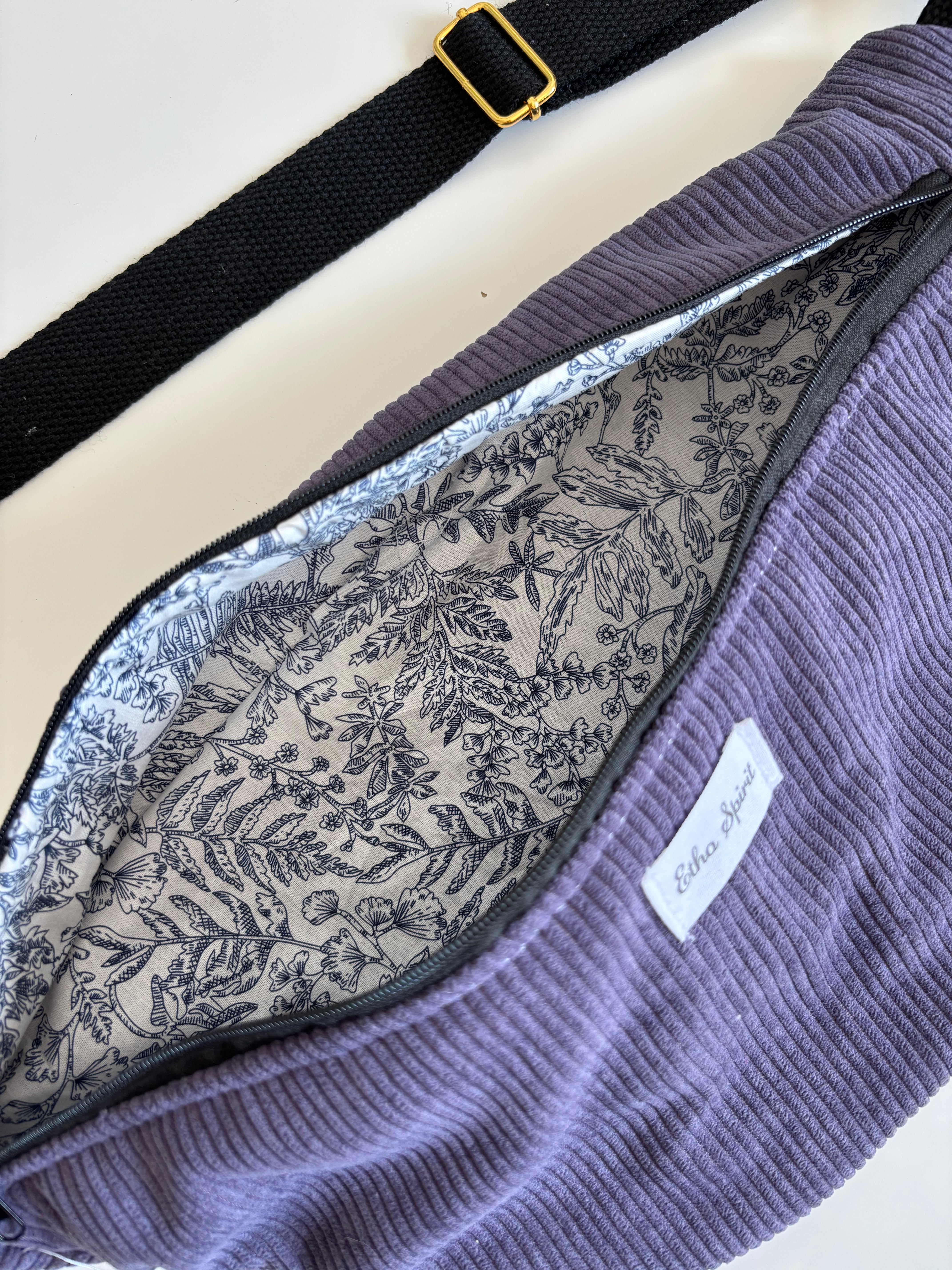 Sac banane | velours cotelé bleu