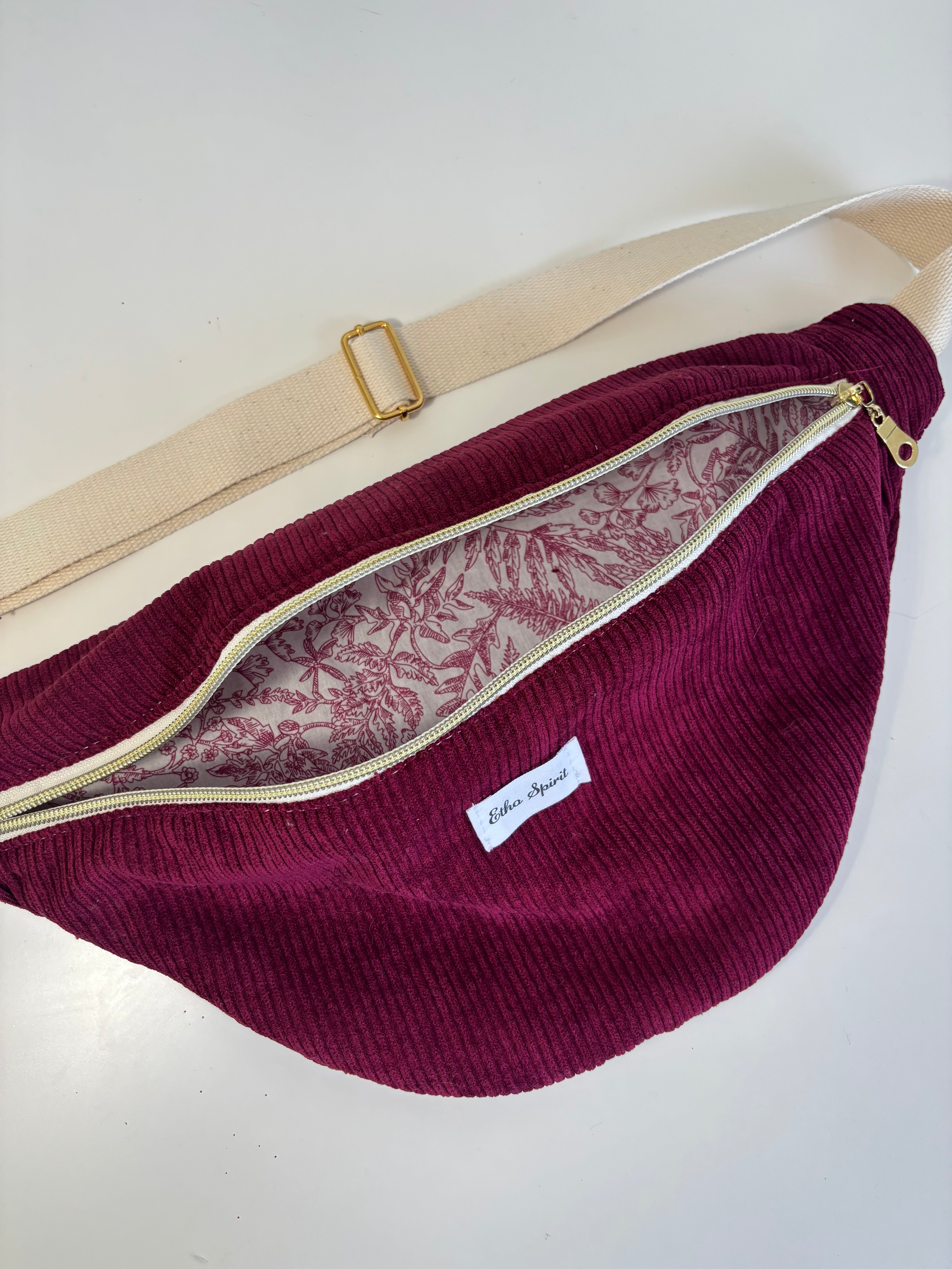 Sac banane | velours cotelé bordeaux