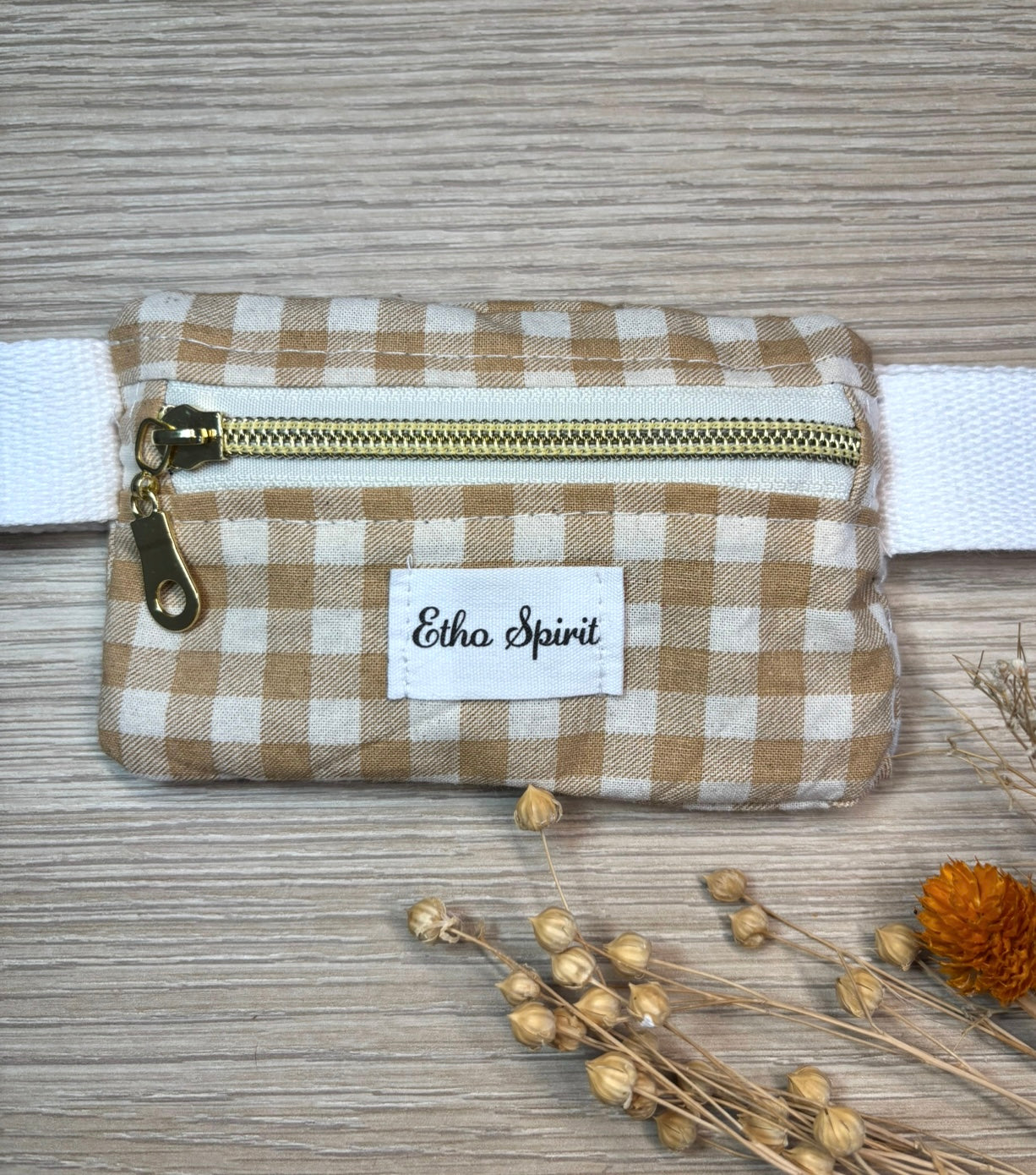 pochette à friandises vichy beige