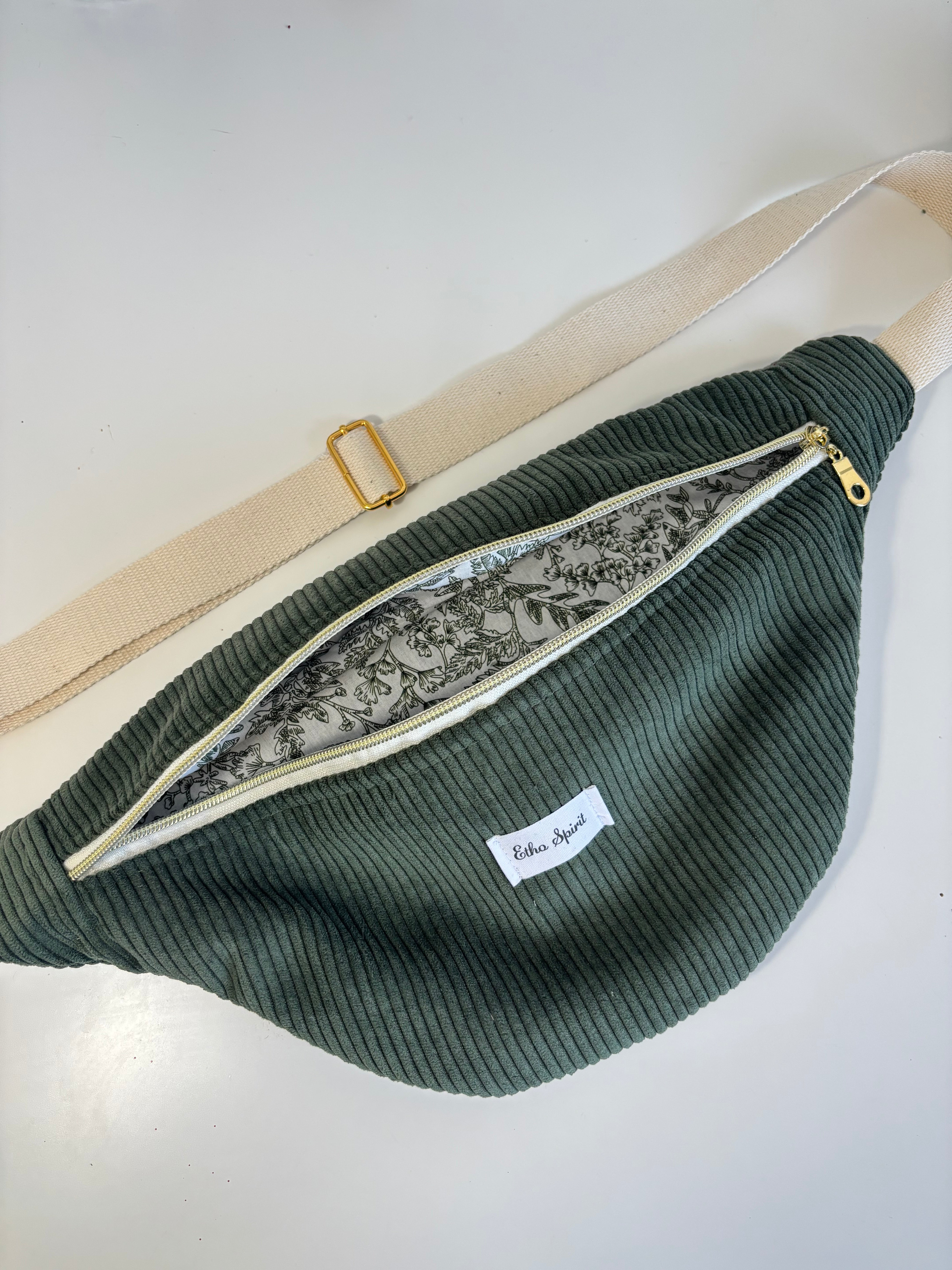 Sac banane | velours cotelé vert