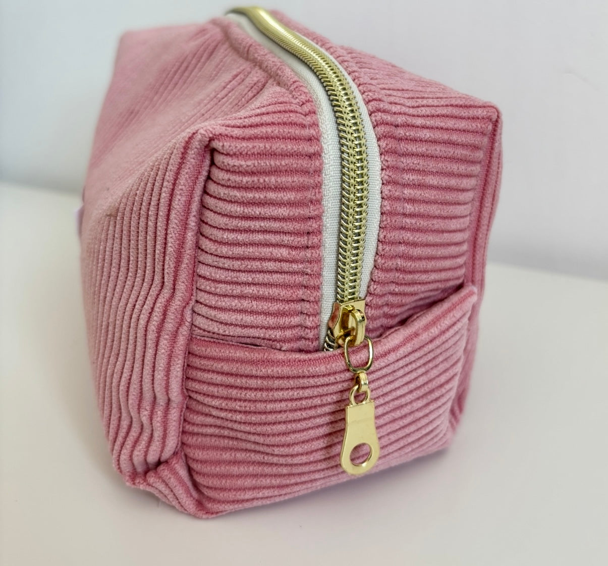 Trousse | velours cotelé rose