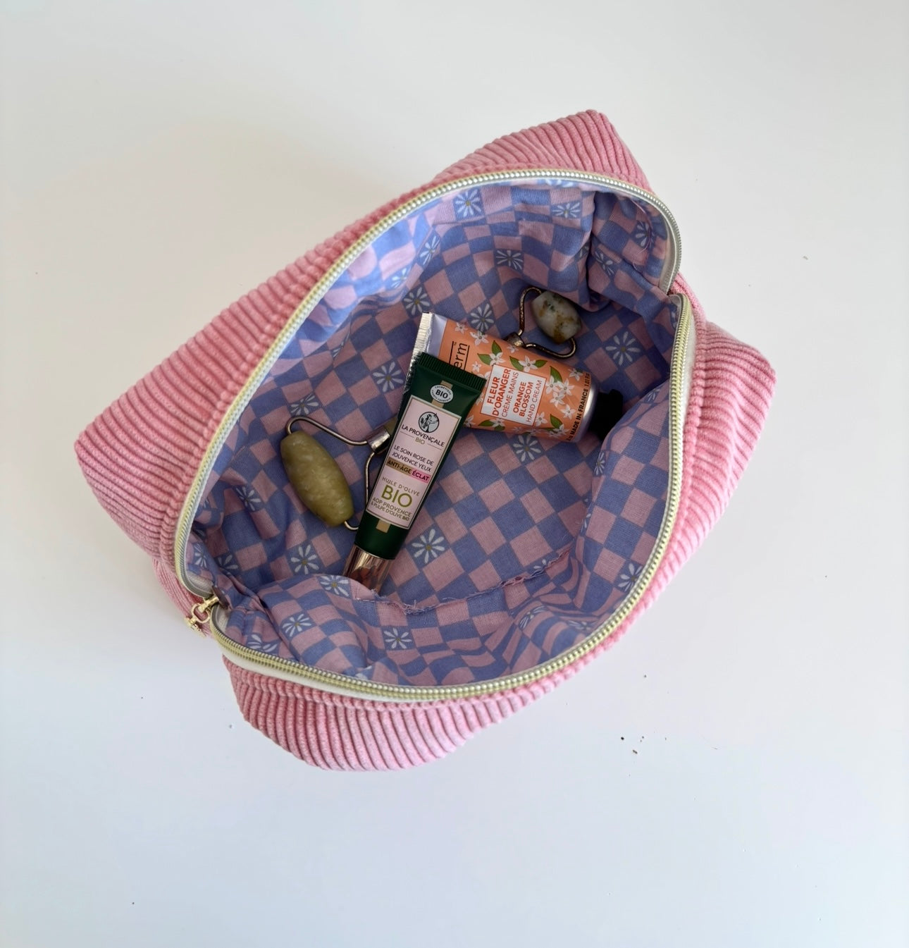 Trousse | velours cotelé rose