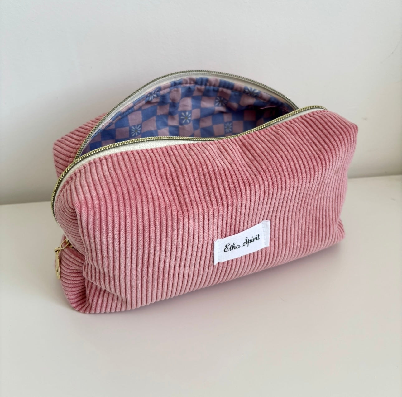 Trousse | velours cotelé rose