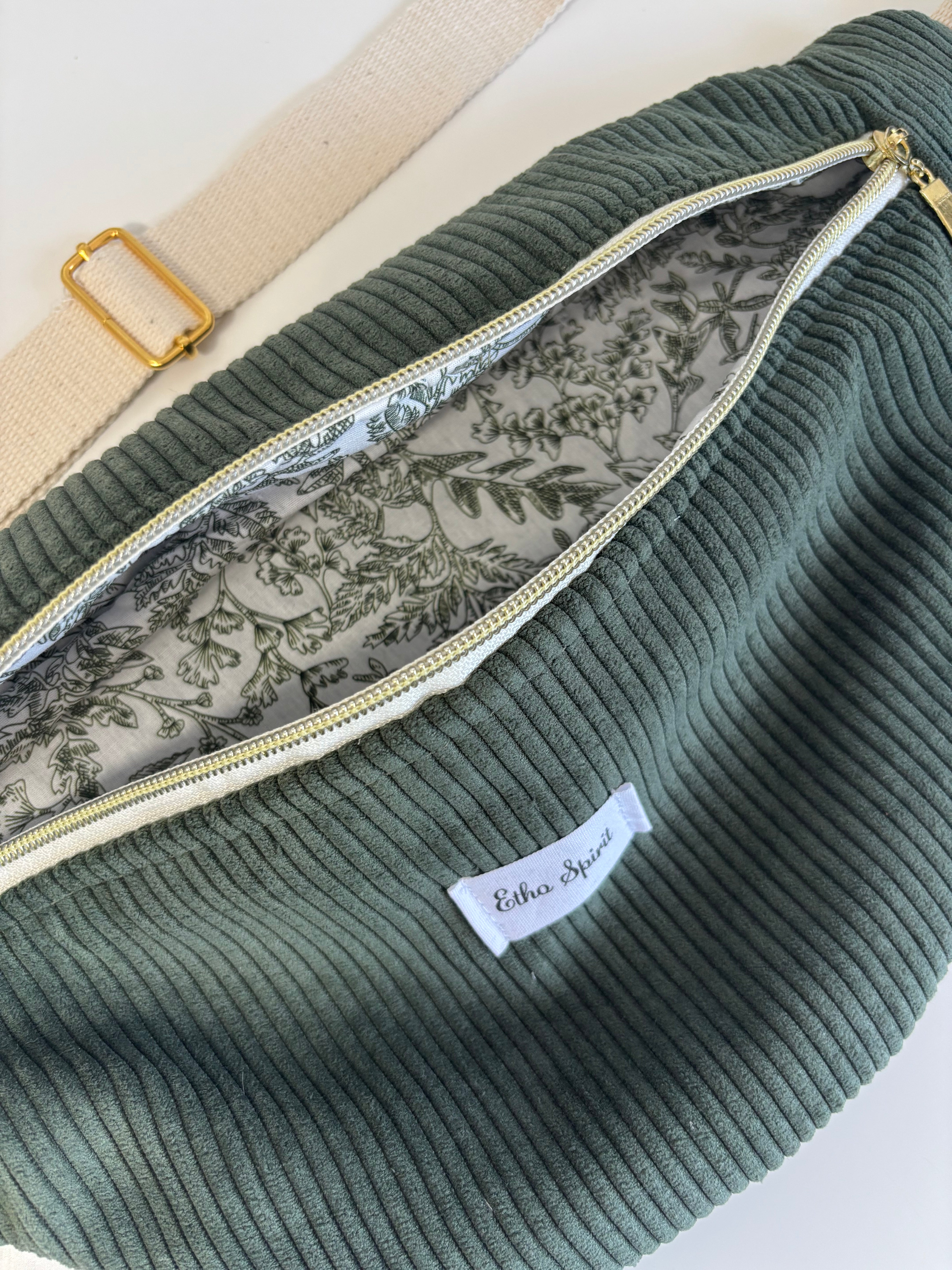 Sac banane | velours cotelé vert