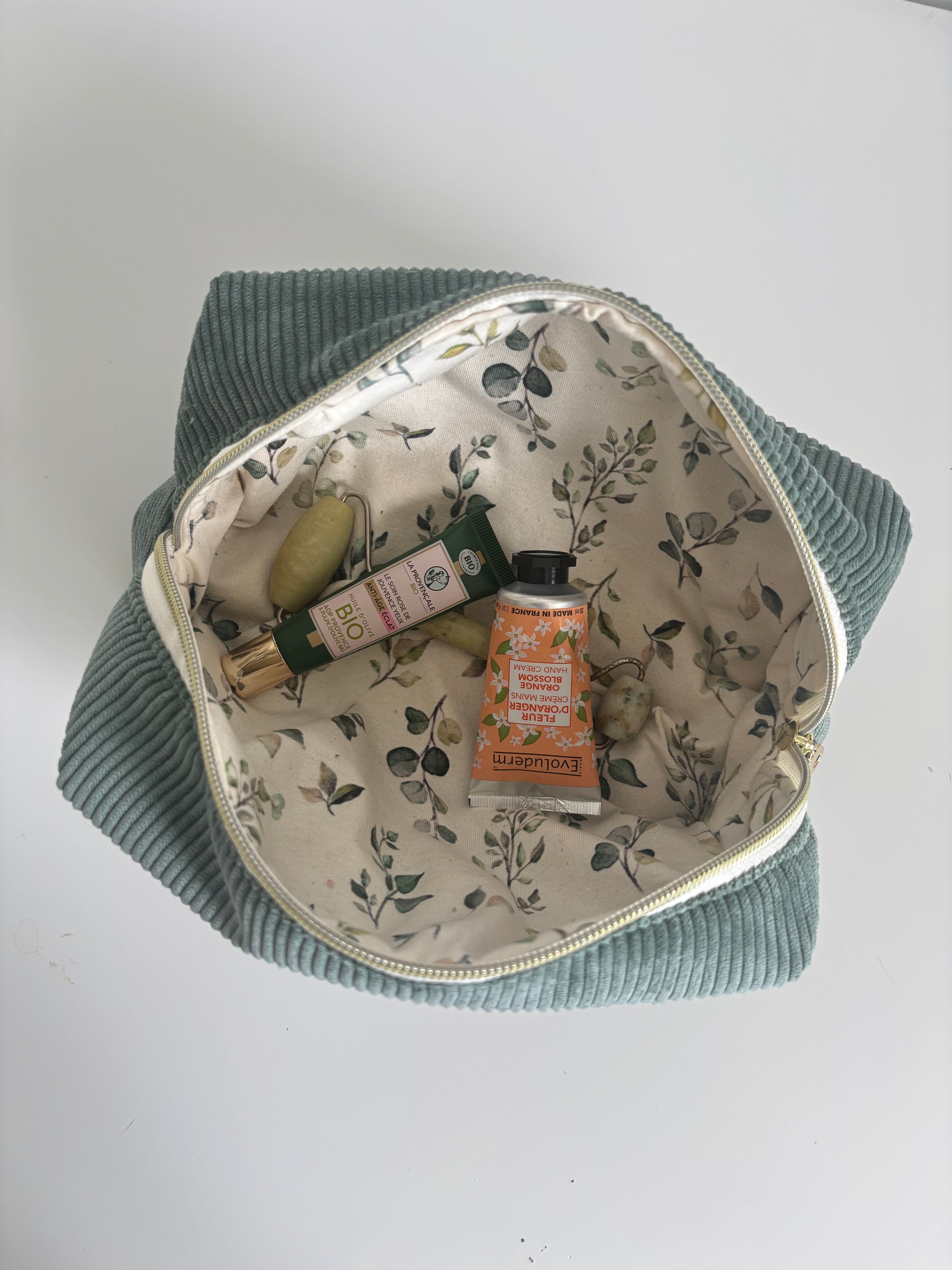 trousse | velours cotelé vert
