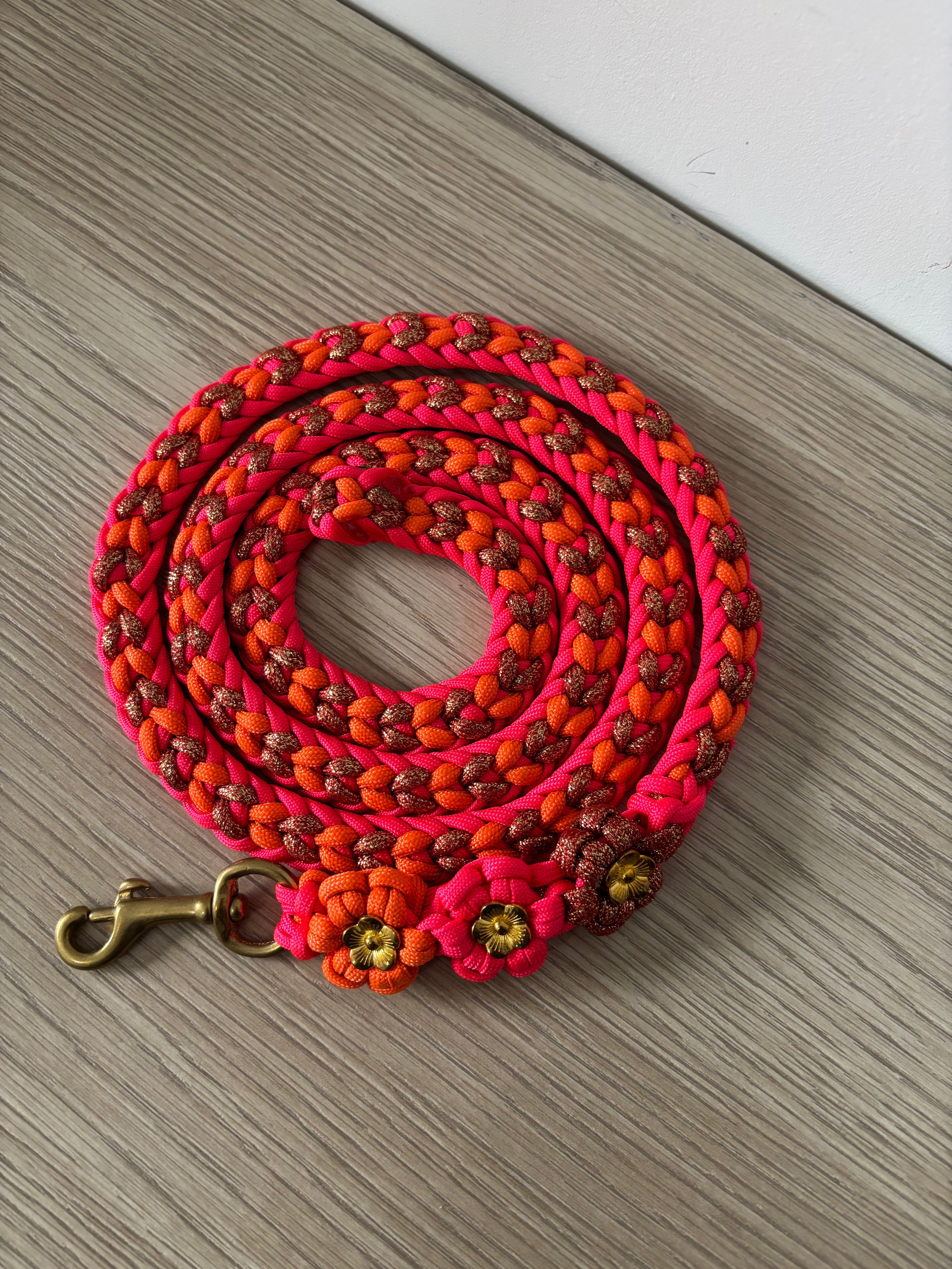 Longe FLOWER orange et rose 1M50