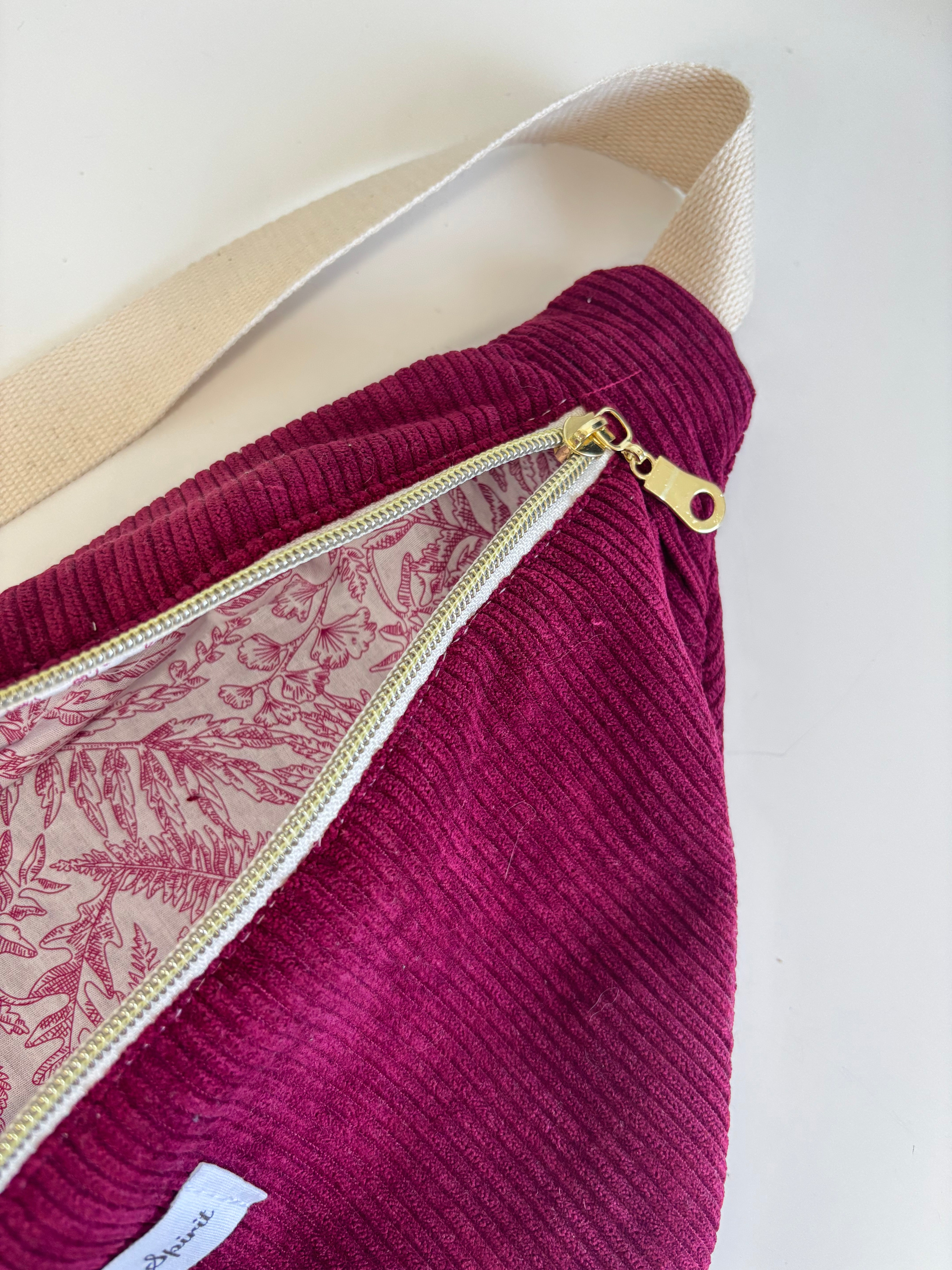 Sac banane | velours cotelé bordeaux