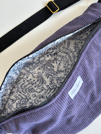 Sac banane | velours cotelé bleu