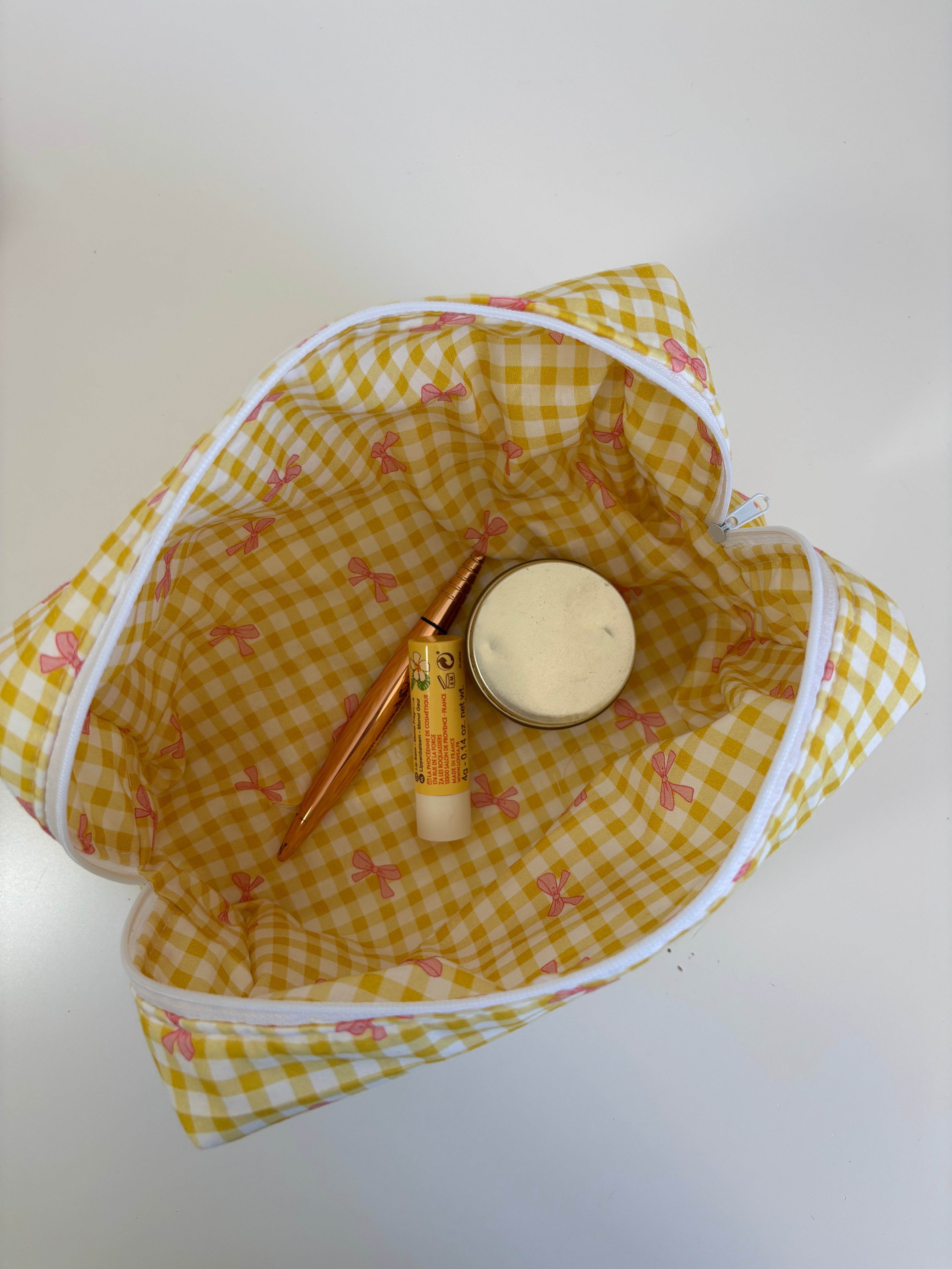 trousse | vichy jaune noeud