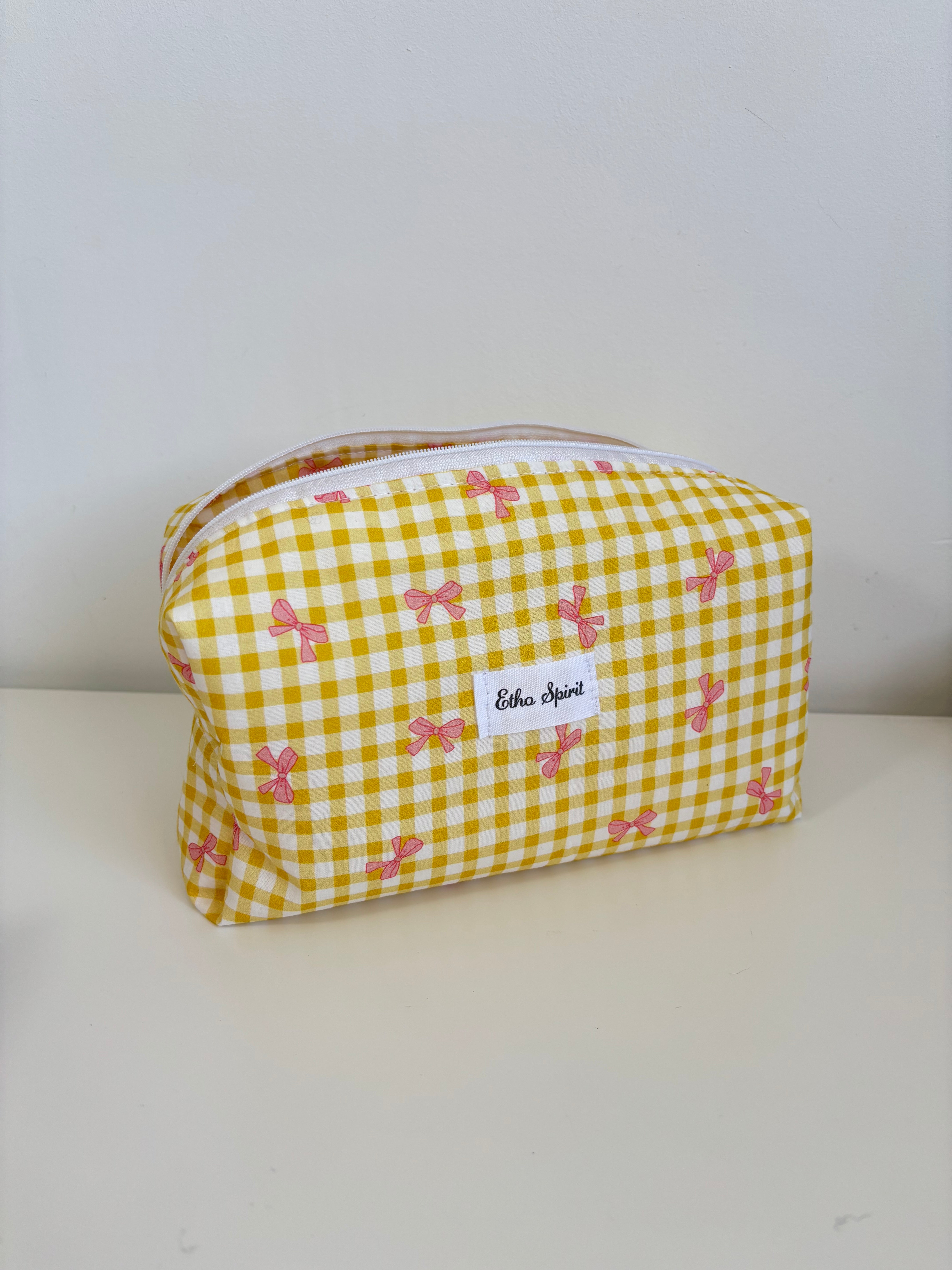trousse | vichy jaune noeud
