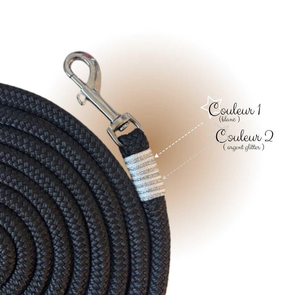 longe personnalisable | 12MM, avec tressage bicolore